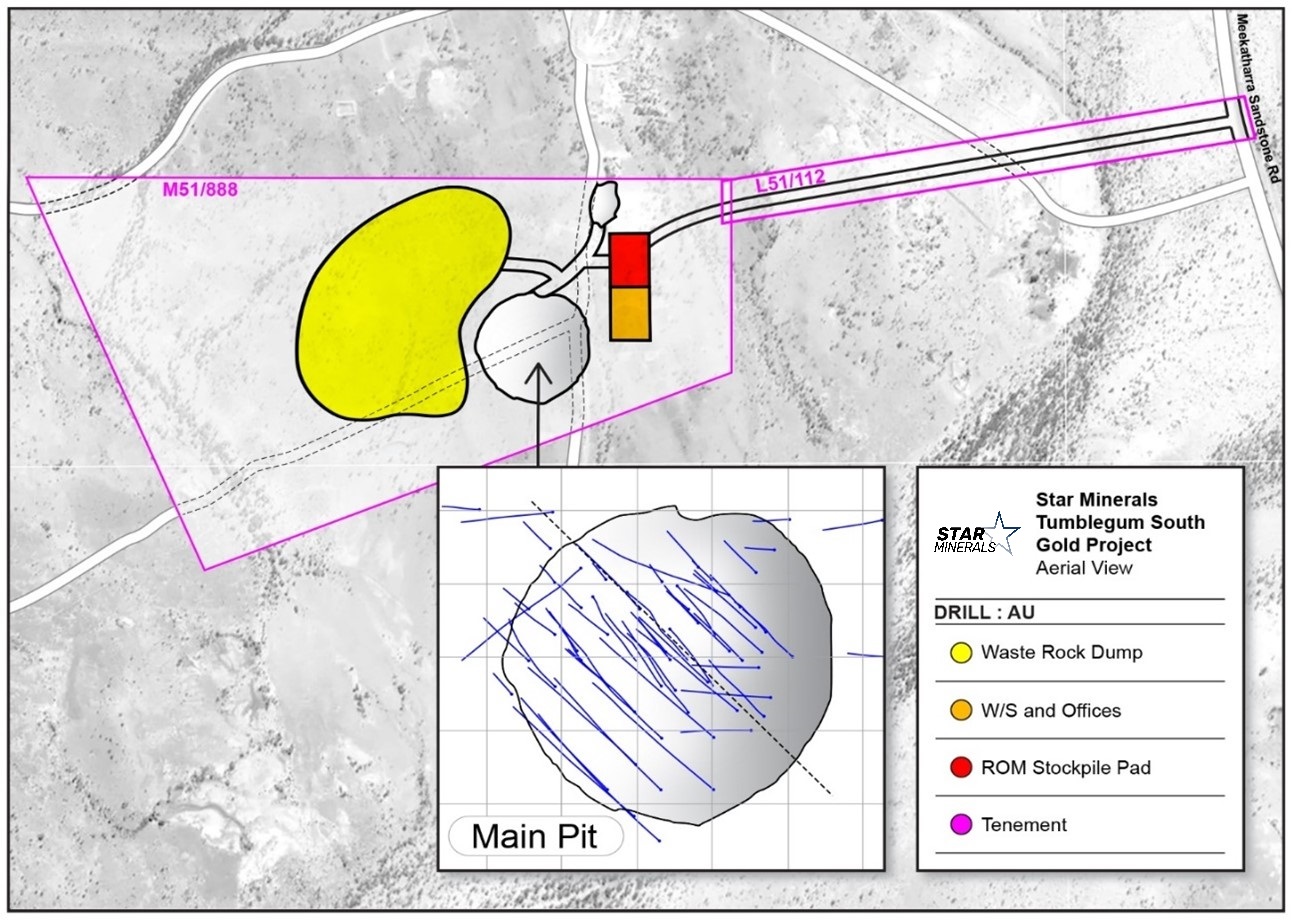 Star Minerals TumbleGum South Gold Project Tumblegum South Gold Deposit Optimised Pit Plan Over Geology.